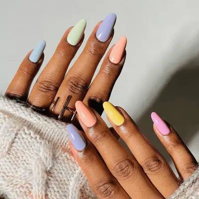 pastel spring and summer multicolored mismatch nails