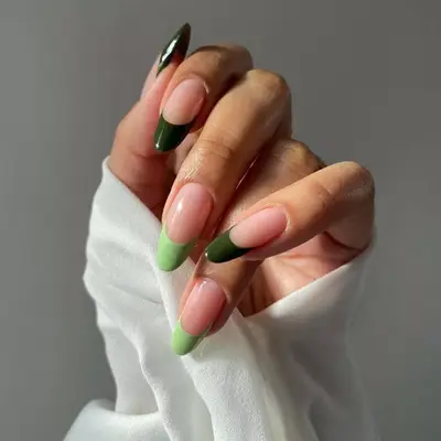 French manicure with gradient green tips