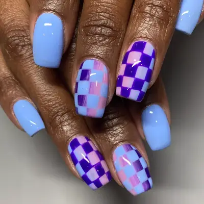 Blue and purple checkerboard