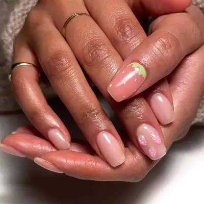 Pink geode square nails