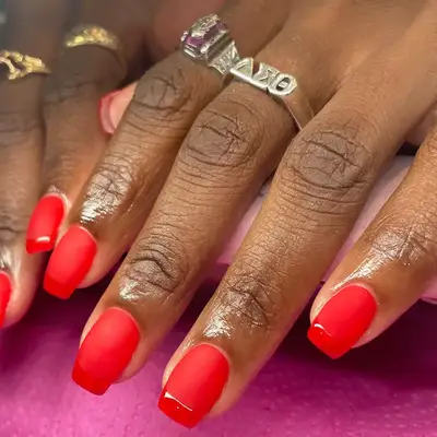 Red matte french manicure