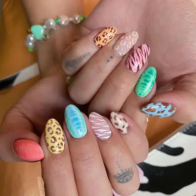 pastel animal print nails