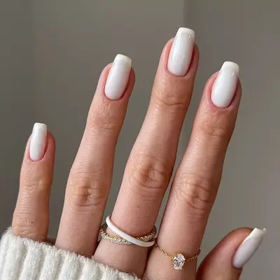 a white on white french manicure