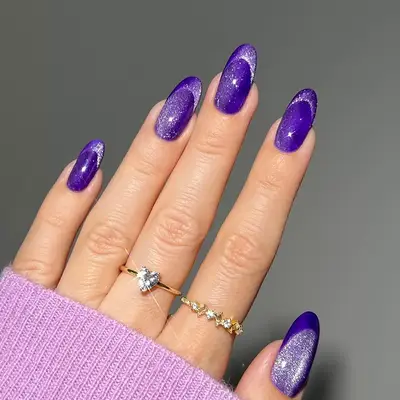 a purple velvet illusion manicure