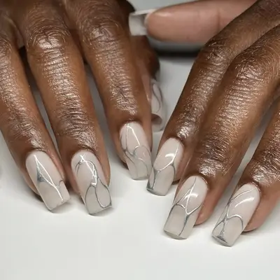 silver chrome nails