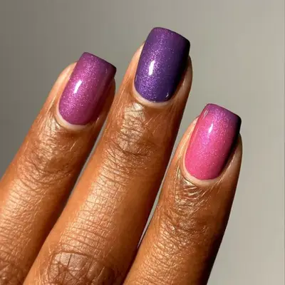 Color-shifting purple manicure.