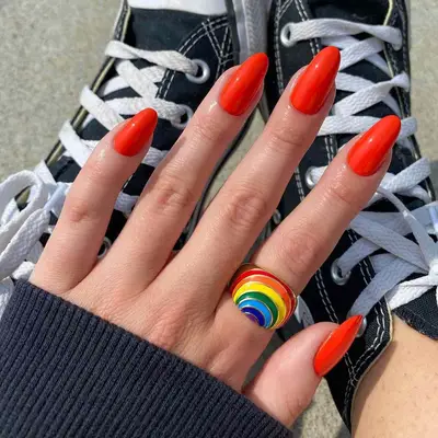 Cherry red classic manicure