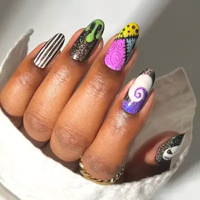 Nightmare Before Christmas Nails - MYM Beauty Halloween Nail Ideas