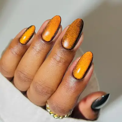 Pumpkin Velvet Nails - MYM Beauty Halloween Nail Ideas