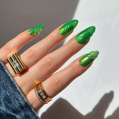 Shimmery Green Slime Nails - MYM Beauty Halloween Nail Ideas