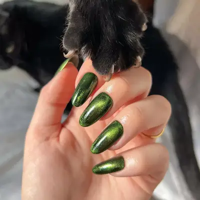 Villainous Green Velvet Nails - MYM Beauty Halloween Nail Ideas