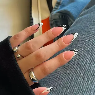 Ghostly French Tips - MYM Beauty Halloween Nail Ideas