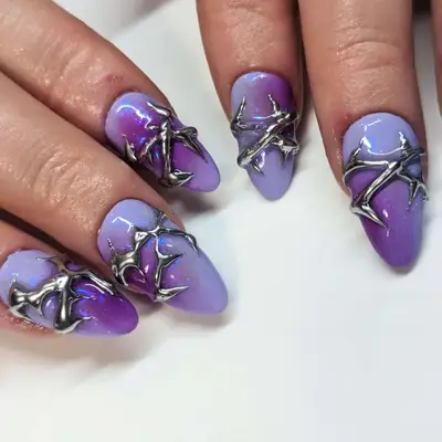 Purple Ombre 3D Chrome Cyber Nails - MYM Beauty Cyber Nail Ideas