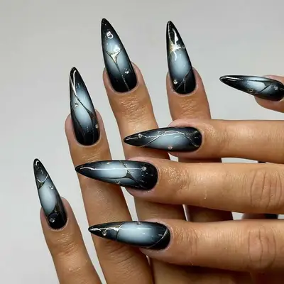 Black Ombre Aura Cyber Nails - MYM Beauty Cyber Nail Ideas