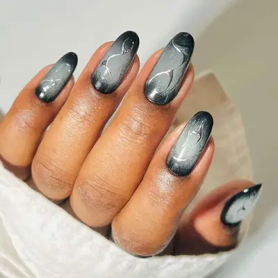 Black Ombre Storm Cyber Nails - MYM Beauty Cyber Nail Ideas