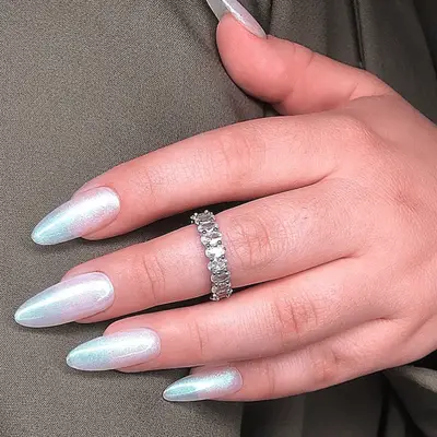 baby blue pantone inspired french manicure