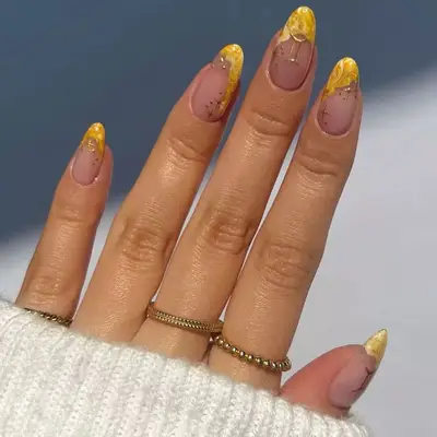 yellow marble nails