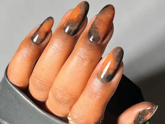 brown and black marble nails