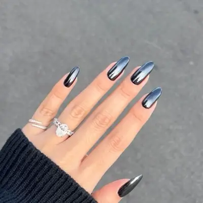a black glazed donut manicure