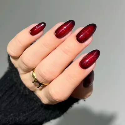 Oxblood Shimmer Ombre Nails - MYM Beauty Ombre Nail Ideas for Halloween