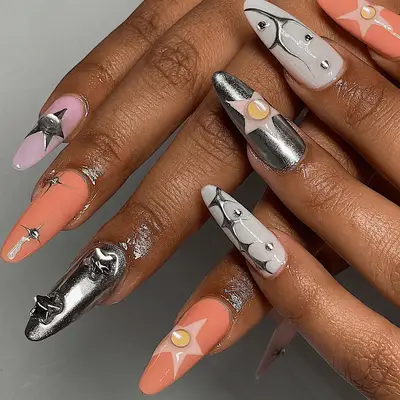 Solid Baby Blue Chrome Mani - MYM Beauty Chrome Nail Ideas for April 