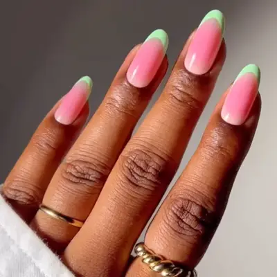A jelly watermelon manicure