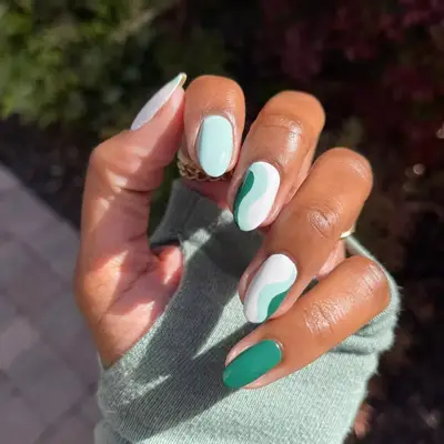 Sea foam green waves manicure