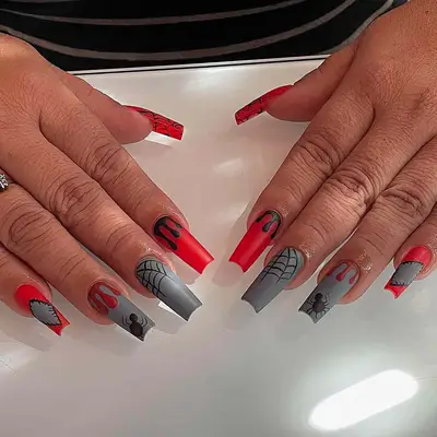 a cartoony web manicure 