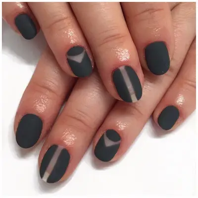 Matte Black Nails with negative space design