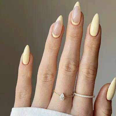 yellow french manicure