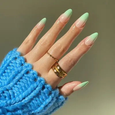 White french manicure with gold stars