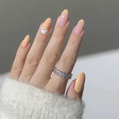 French manicure in peach