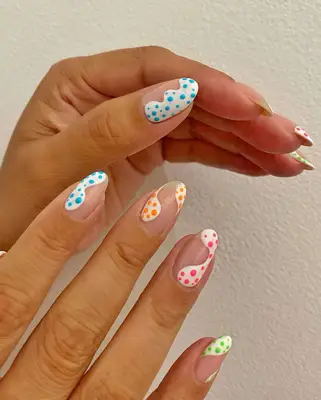 Abstract polka dot swirls.