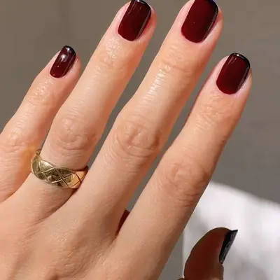 Short Burgundy French Tips - MYM Beauty Burgundy French Tips 