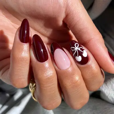Burgundy Cherry Nails - MYM Beauty Burgundy French Tips 