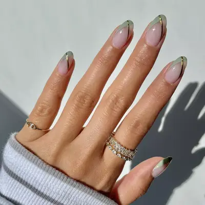 Green & Gold Fall French Manicure - MYM Beauty French Manicures for Fall