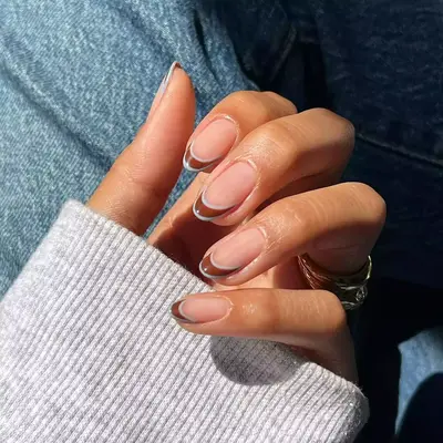 Minimalist Grey & Brown Outline Fall French Manicure - MYM Beauty French Manicures for Fall