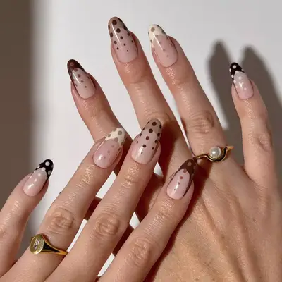 Neutral Dots Skittle Fall French Manicure - MYM Beauty French Manicures for Fall