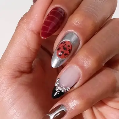 Snakeskin 3D Skittle Fall French Manicure - MYM Beauty French Manicures for Fall