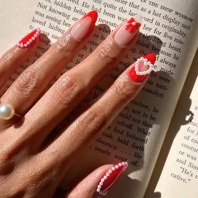 Pearl bow red french