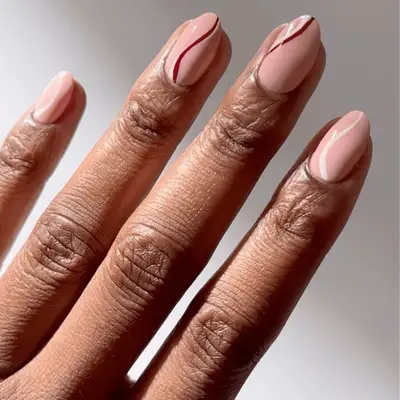 pink, red, and white manicure