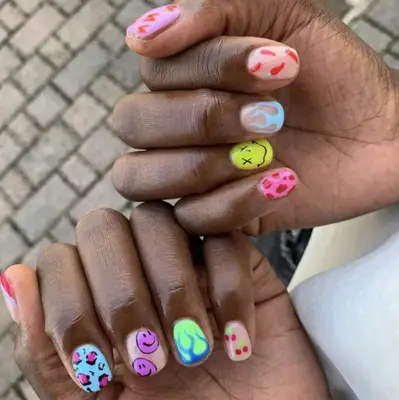 fun multi graphic nail design