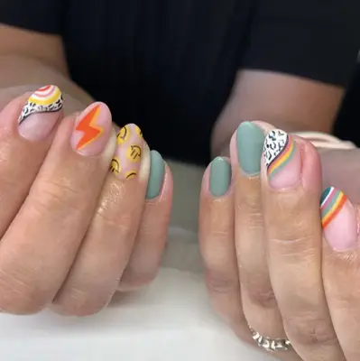 multi graphic manicure design
