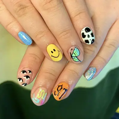 multi graphic nail design