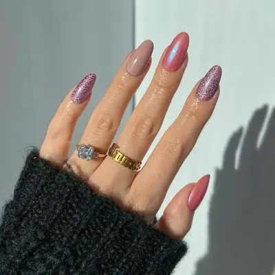 Pale Pink Metallic Nails