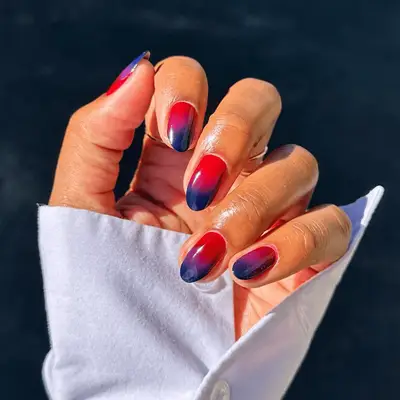 ombre brown medium-length manicure