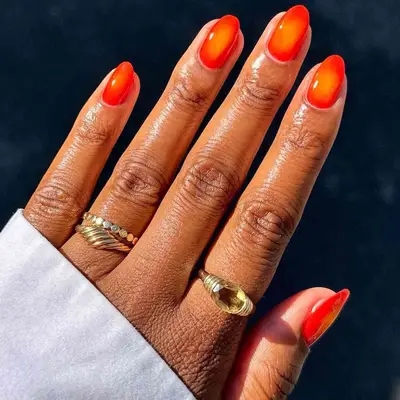 orange and red aura nails