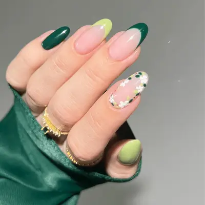 a green gradient french manicure