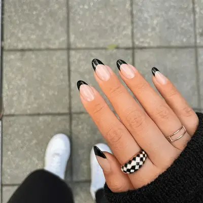 Classic Black French manicure