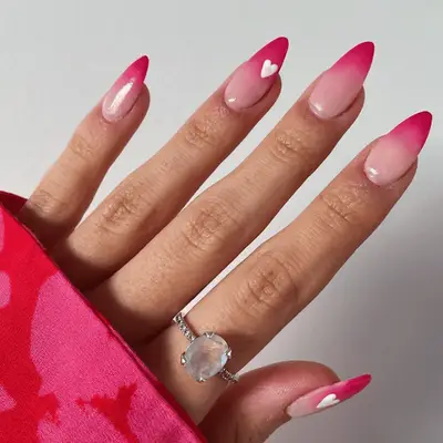 Pink Ombre Nails Mismatched